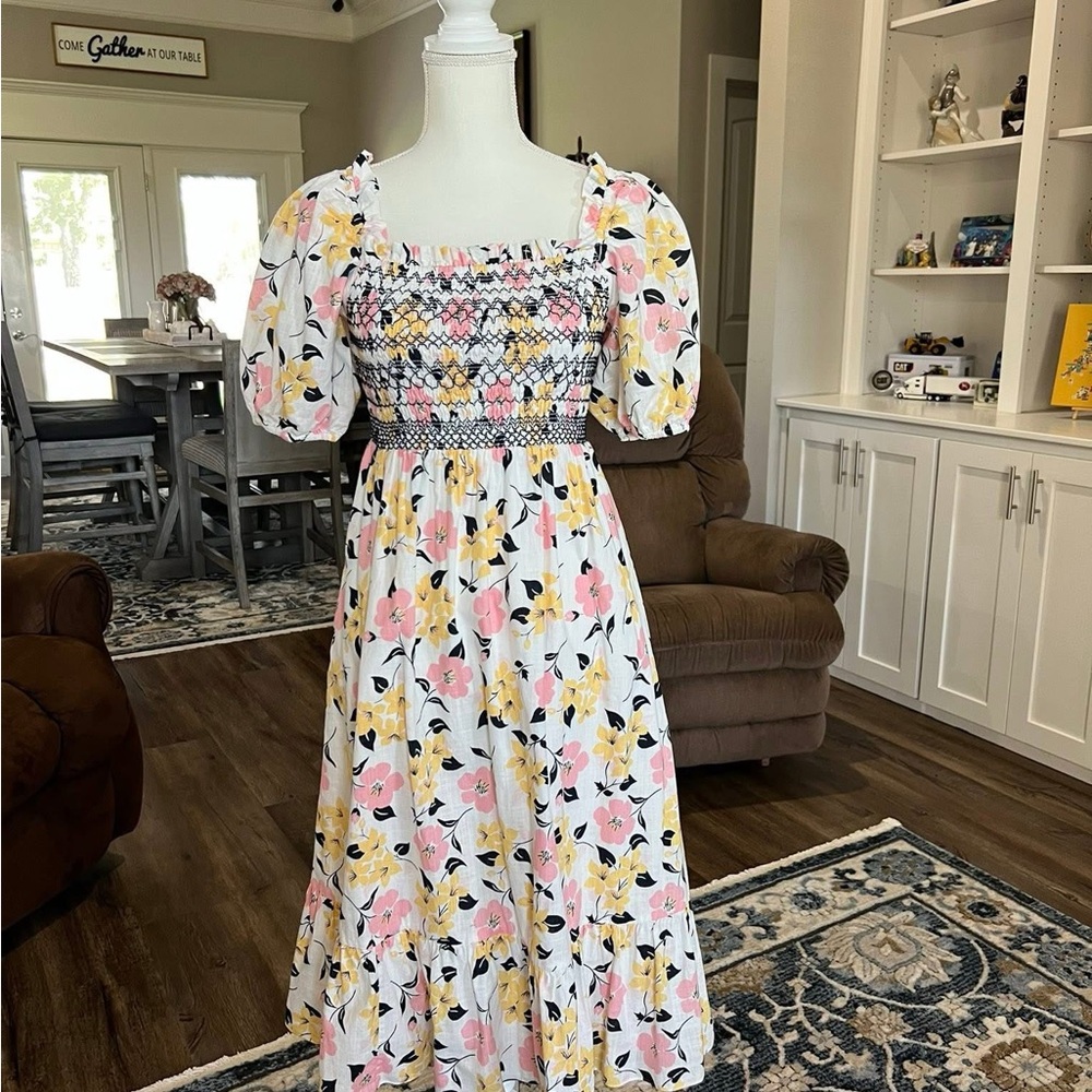 Kate Spade Floral Smocked Midi Dress